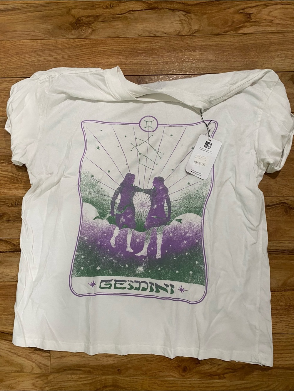 Gemini Graphic Tee - White with Purple & Green